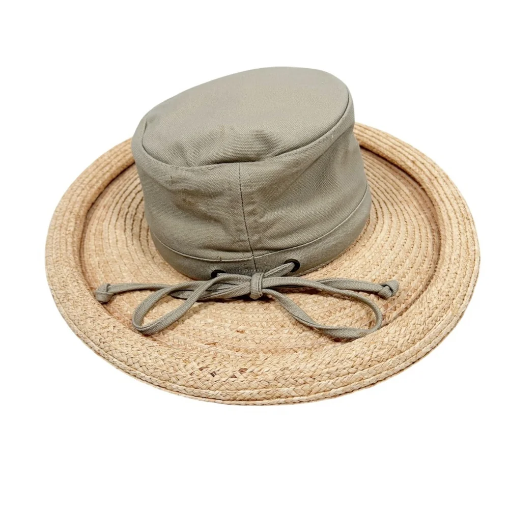 Scala Collection Wide Brim Sun Hat Olive Packable Drawstring Tie One Size OS